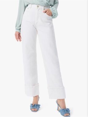 NWT DEE OCLEPPO Jeans size 6 White Women's 5 Pocket Straight Wide Leg